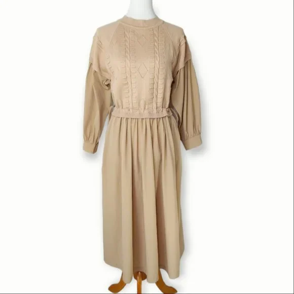 open lace back dress Keilani High Neck Open Knit Midi Dress • Shop American Threads Women's Trendy Online Boutique Peach / S